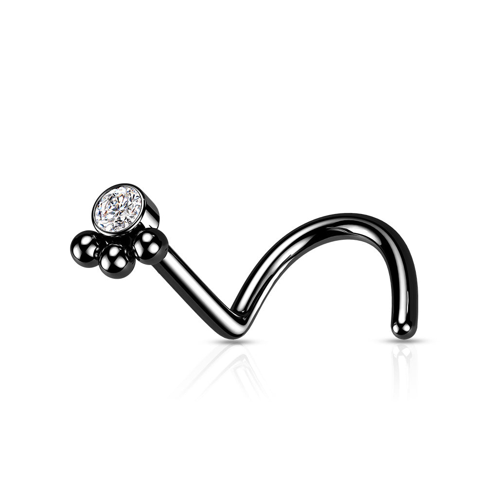 3 Beaded Ball Cluster with Surgical Steel Nose Screw Rings